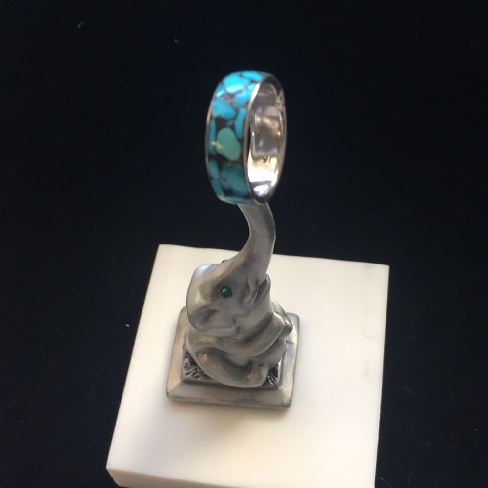 Sterling inlay Turquoise Ring, thumb ring